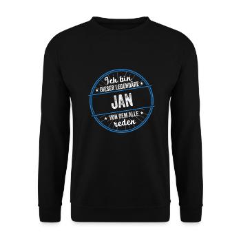 Ich bin dieser legendärer Jan Name - Unisex Pullover - Schwarz - Vorne - Alina (178cm) & Michal (187cm)