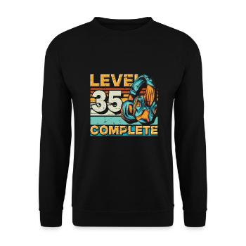 Gaming Birthday Level 35 Complete for gamers. - Unisex Sweatshirt - black - Front - Alina (178cm) & Michal (187cm)