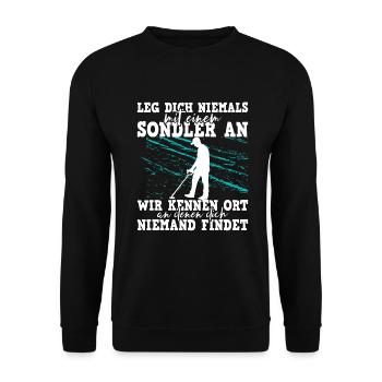 Sondeln Sondel Metalldetektor Schatzsuche - Unisex Pullover - Schwarz - Vorne - Alina (178cm) & Michal (187cm)