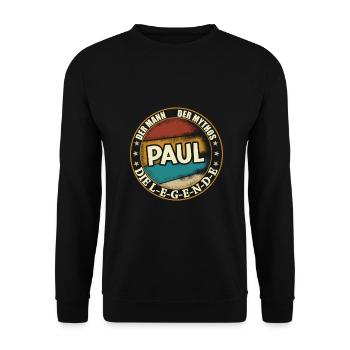 Paul Vorname Name Geburtstag - Unisex Pullover - Schwarz - Vorne - Alina (178cm) & Michal (187cm)
