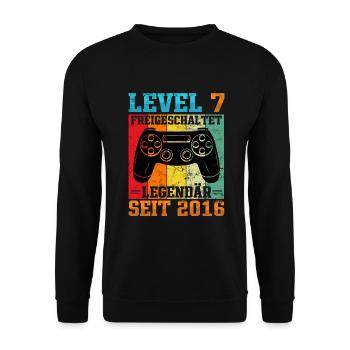 Gaming Geburtstag 2016 Level 7 - Unisex Pullover - Schwarz - Vorne - Alina (178cm) & Michal (187cm)