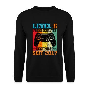 Gaming Geburtstag 2017 Level 6 - Unisex Pullover - Schwarz - Vorne - Alina (178cm) & Michal (187cm)