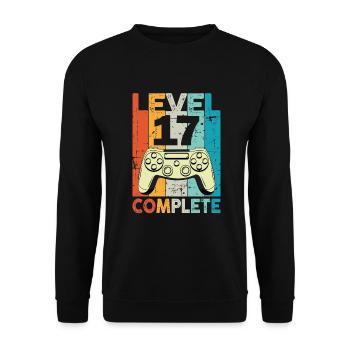 Level 17 Complete Gaming Geburtstag - Unisex Pullover - Schwarz - Vorne - Alina (178cm) & Michal (187cm)