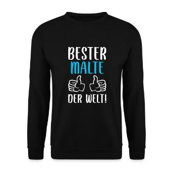 Malte Vorname Name Geburtstag - Unisex Pullover - Schwarz - Vorne - Alina (178cm) & Michal (187cm)