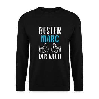 Marc Vorname Name Geburtstag - Unisex Pullover - Schwarz - Vorne - Alina (178cm) & Michal (187cm)
