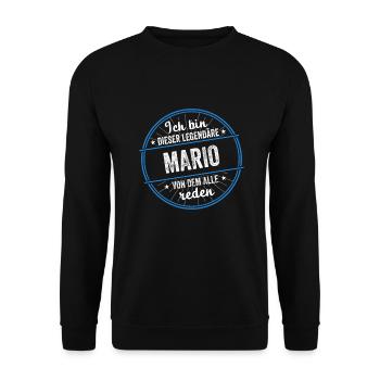 Ich bin dieser legendärer Mario Name - Unisex Pullover - Schwarz - Vorne - Alina (178cm) & Michal (187cm)