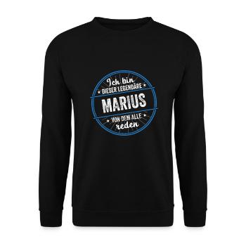 Ich bin dieser legendärer Marius Name - Unisex Pullover - Schwarz - Vorne - Alina (178cm) & Michal (187cm)