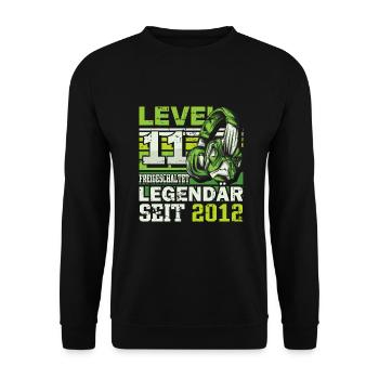 Level 11 freigeschaltet legendär seit 2012 - Unisex Pullover - Schwarz - Vorne - Alina (178cm) & Michal (187cm)