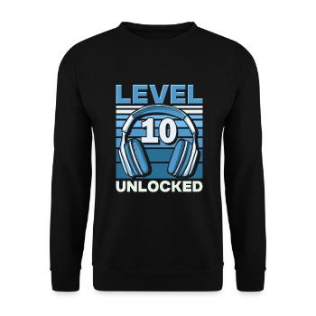 Level 10 Unlocked Gaming Geburtstag Gamer - Unisex Pullover - Schwarz - Vorne - Alina (178cm) & Michal (187cm)