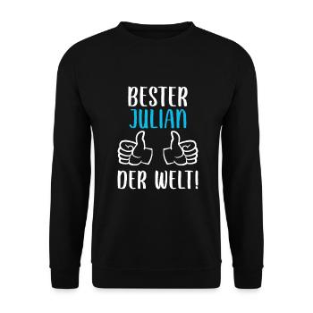 Julian Vorname Name Geburtstag - Unisex Pullover - Schwarz - Vorne - Alina (178cm) & Michal (187cm)