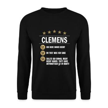 Clemens Habe immer Recht Namenstag - Unisex Pullover - Schwarz - Vorne - Alina (178cm) & Michal (187cm)