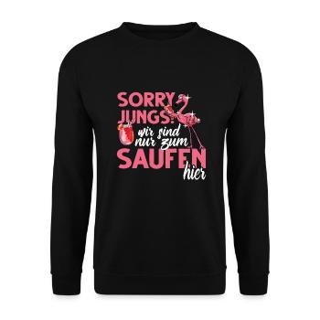 Flamingo Junggesellenabschied Frauen jga Saufen - Unisex Pullover - Schwarz - Vorne - Alina (178cm) & Michal (187cm)