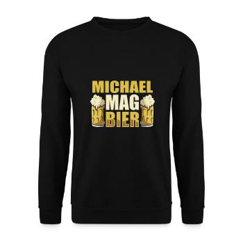Michael mag Bier Name Geburtstag - Unisex Pullover - Schwarz - Vorne - Alina (178cm) & Michal (187cm)