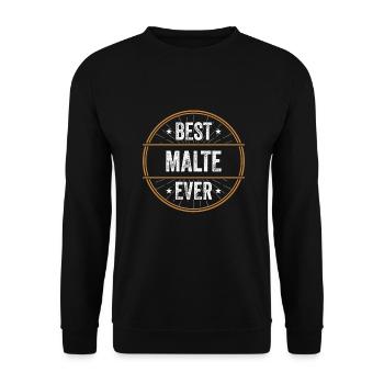 Best Malte Ever Vorname Name Geschenk - Unisex Pullover - Schwarz - Vorne - Alina (178cm) & Michal (187cm)