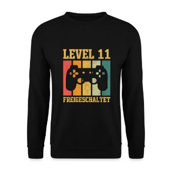Level 11 freigeschaltet - Unisex Pullover - Schwarz - Vorne - Alina (178cm) & Michal (187cm)