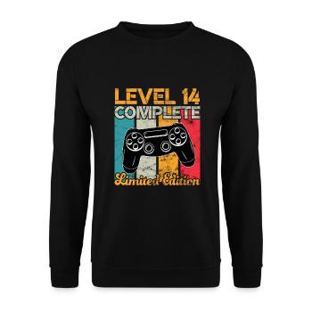 Level 14 complete Gaming Geburtstag - Unisex Pullover - Schwarz - Vorne - Alina (178cm) & Michal (187cm)