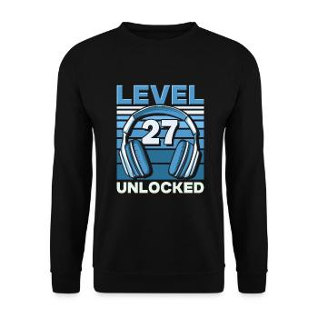 Niveau 27 Jeu d’anniversaire débloqué - Sweat-shirt Unisexe - noir - Devant - Alina (178cm) & Michal (187cm)