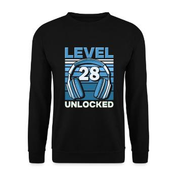 Level 28 Unlocked Gaming Geburtstag Gamer - Unisex Pullover - Schwarz - Vorne - Alina (178cm) & Michal (187cm)