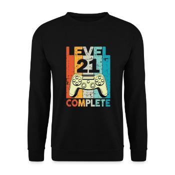 Level 21 Complete Gaming Geburtstag - Unisex Pullover - Schwarz - Vorne - Alina (178cm) & Michal (187cm)