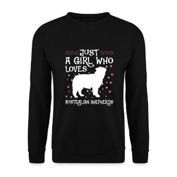 Australian Shepherd Geschenk Hunde - Unisex Pullover - Schwarz - Vorne - Alina (178cm) & Michal (187cm)
