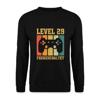Level 29 freigeschaltet - Unisex Pullover - Schwarz - Vorne - Alina (178cm) & Michal (187cm)