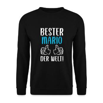 Mario Vorname Name Geburtstag - Unisex Pullover - Schwarz - Vorne - Alina (178cm) & Michal (187cm)