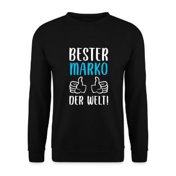 Marko Vorname Name Geburtstag - Unisex Pullover - Schwarz - Vorne - Alina (178cm) & Michal (187cm)