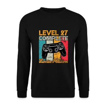 Level 27 complete Gaming Geburtstag - Unisex Pullover - Schwarz - Vorne - Alina (178cm) & Michal (187cm)