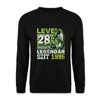 Level 28 freigeschaltet legendär seit 1995 - Unisex Pullover - Schwarz - Vorne - Alina (178cm) & Michal (187cm)