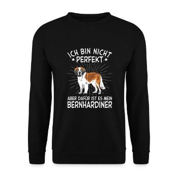 Bernhardiner Geschenk Hunde - Unisex Pullover - Schwarz - Vorne - Alina (178cm) & Michal (187cm)