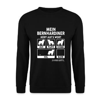 Bernhardiner Geschenk Hunde - Unisex Pullover - Schwarz - Vorne - Alina (178cm) & Michal (187cm)