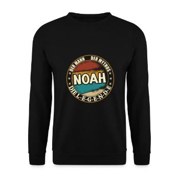 Noah Vorname Name Geburtstag - Unisex Pullover - Schwarz - Vorne - Alina (178cm) & Michal (187cm)