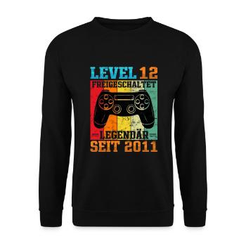 Gaming Geburtstag 2011 Level 12 - Unisex Pullover - Schwarz - Vorne - Alina (178cm) & Michal (187cm)