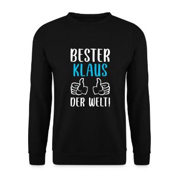 Klaus Vorname Name Geburtstag - Unisex Pullover - Schwarz - Vorne - Alina (178cm) & Michal (187cm)