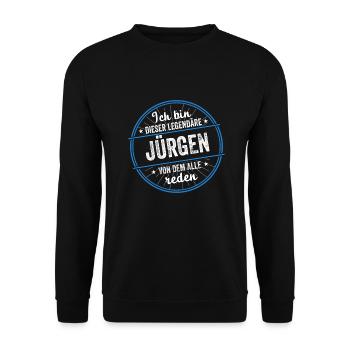 Ich bin dieser legendärer Jürgen Name - Unisex Pullover - Schwarz - Vorne - Alina (178cm) & Michal (187cm)