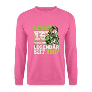 Level 16 freigeschaltet legendär seit 2007 - Unisex Pullover - Pink - Vorne