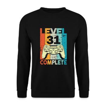 Level 31 Complete Gaming Geburtstag - Unisex Pullover - Schwarz - Vorne - Alina (178cm) & Michal (187cm)