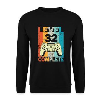 Level 32 Complete Gaming Geburtstag - Unisex Pullover - Schwarz - Vorne - Alina (178cm) & Michal (187cm)