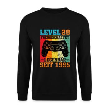 Gaming Geburtstag 1995 Level 28 - Unisex Pullover - Schwarz - Vorne - Alina (178cm) & Michal (187cm)