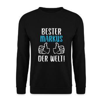 Markus Vorname Name Geburtstag - Unisex Pullover - Schwarz - Vorne - Alina (178cm) & Michal (187cm)