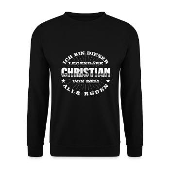 Legendärer Christian lustiger vorname Name - Unisex Pullover - Schwarz - Vorne - Alina (178cm) & Michal (187cm)