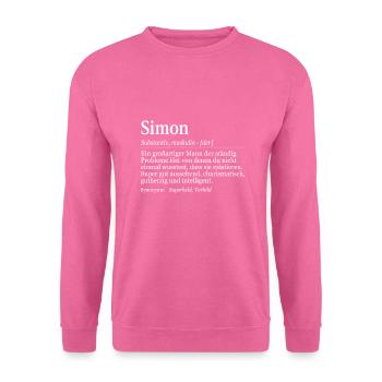 Simon Définition Nom Jour Nom Anniversaire - Sweat-shirt Unisexe - rose - Devant