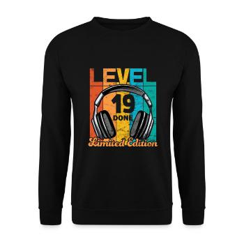 Gaming Birthday 19 Years Level 19 Complete - Unisex Sweatshirt - black - Front - Alina (178cm) & Michal (187cm)