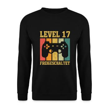 Level 17 freigeschaltet - Unisex Pullover - Schwarz - Vorne - Alina (178cm) & Michal (187cm)