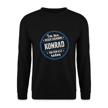 Ich bin dieser legendärer Konrad Name - Unisex Pullover - Schwarz - Vorne - Alina (178cm) & Michal (187cm)