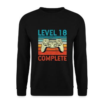 Level 18 Complete - Unisex Sweatshirt - black - Front - Alina (178cm) & Michal (187cm)