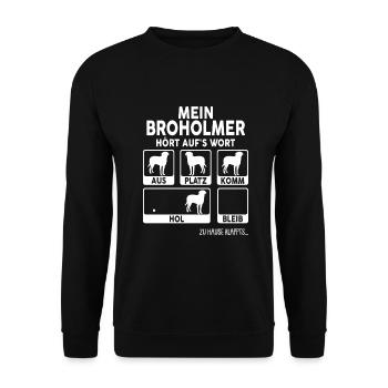 Broholmer Geschenk Hunde - Unisex Pullover - Schwarz - Vorne - Alina (178cm) & Michal (187cm)