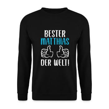 Matthias Vorname Name Geburtstag - Unisex Pullover - Schwarz - Vorne - Alina (178cm) & Michal (187cm)