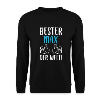 Max Vorname Name Geburtstag - Unisex Pullover - Schwarz - Vorne - Alina (178cm) & Michal (187cm)