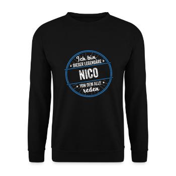 Ich bin dieser legendärer Nico Name - Unisex Pullover - Schwarz - Vorne - Alina (178cm) & Michal (187cm)